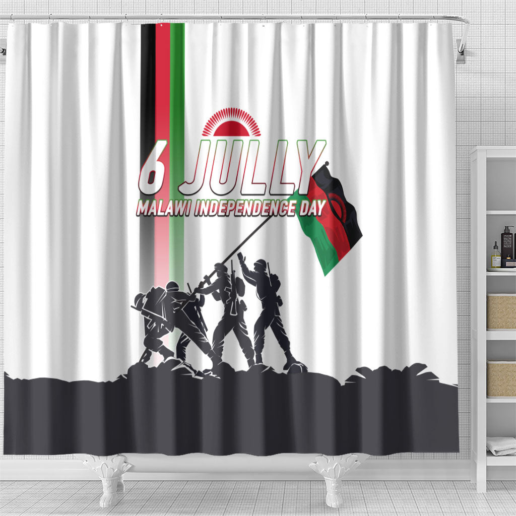 Malawi Independence Day Shower Curtain Patriotic Flag Design Soldier Silhouette