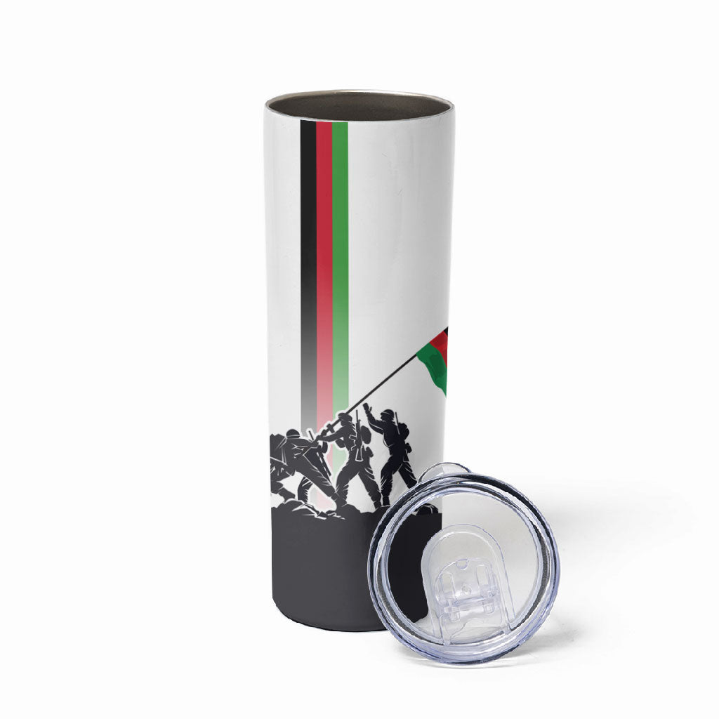 Malawi Independence Day Skinny Tumbler Patriotic Flag Design Soldier Silhouette