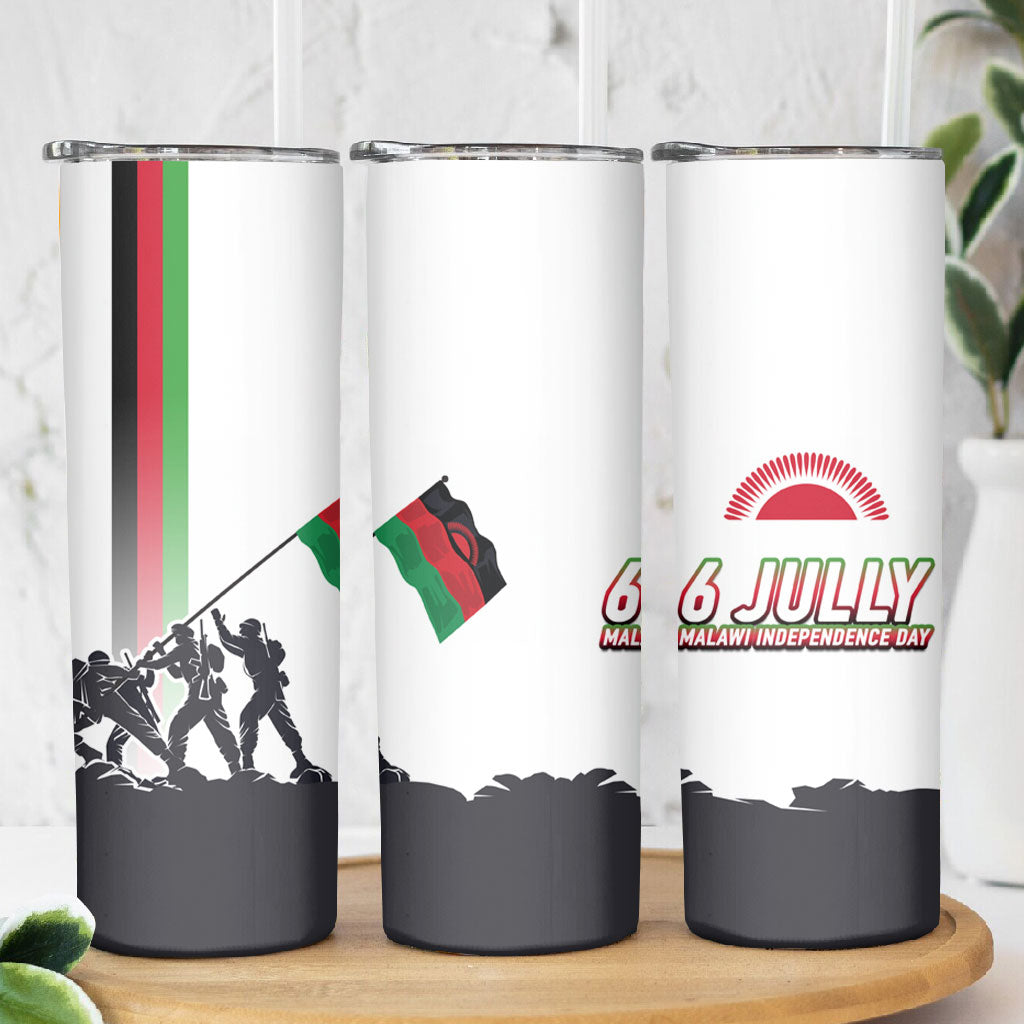 Malawi Independence Day Skinny Tumbler Patriotic Flag Design Soldier Silhouette