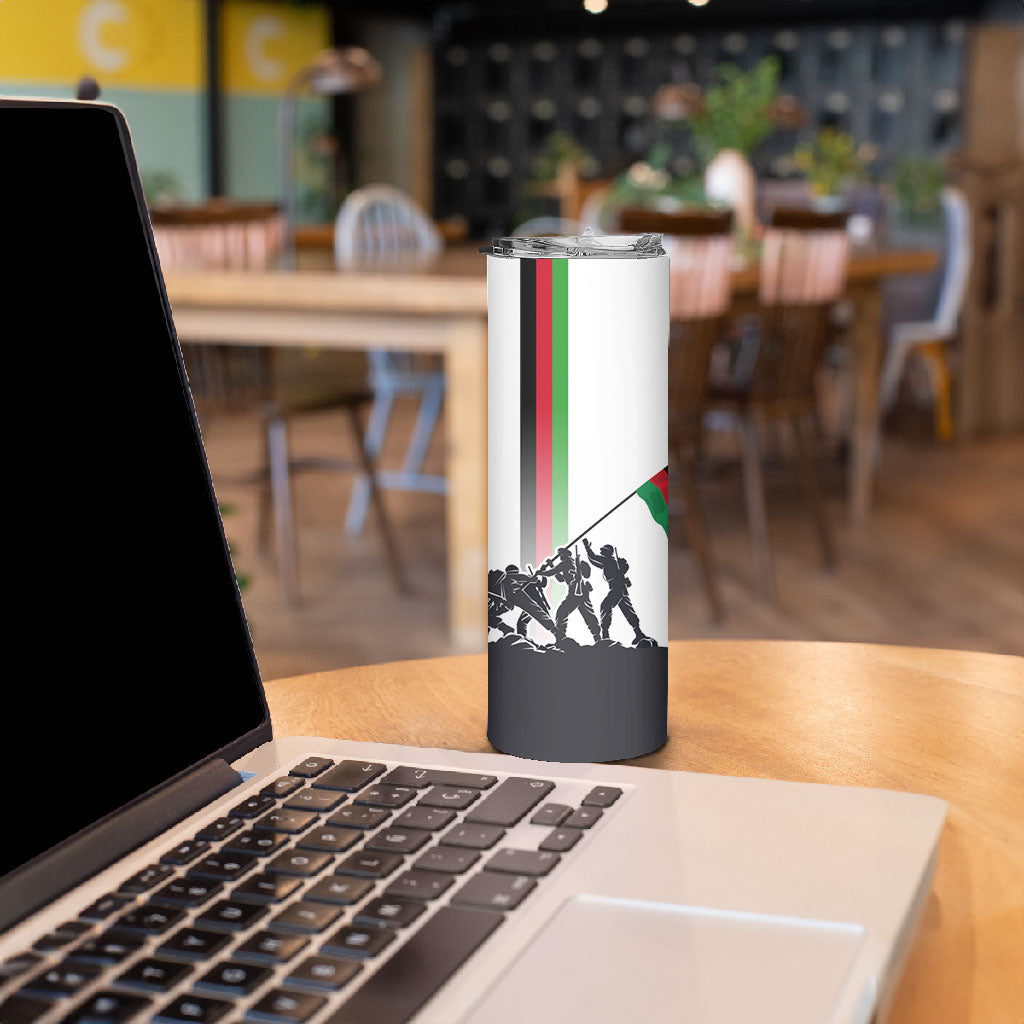 Malawi Independence Day Skinny Tumbler Patriotic Flag Design Soldier Silhouette
