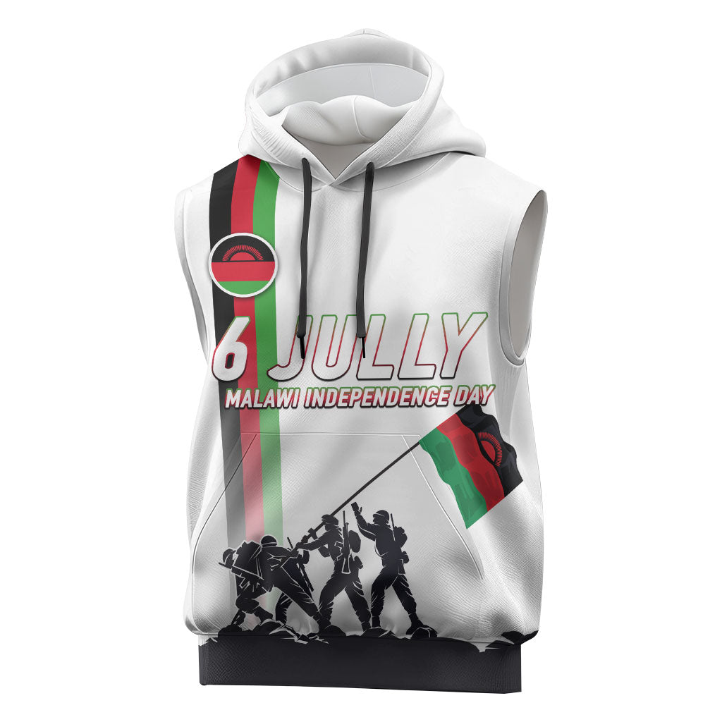 Malawi Independence Day Sleeveless Hoodie Patriotic Flag Design Soldier Silhouette