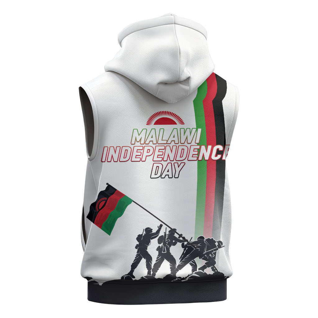 Malawi Independence Day Sleeveless Hoodie Patriotic Flag Design Soldier Silhouette