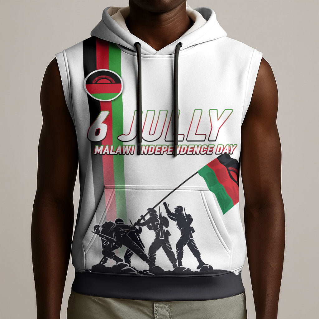 Malawi Independence Day Sleeveless Hoodie Patriotic Flag Design Soldier Silhouette