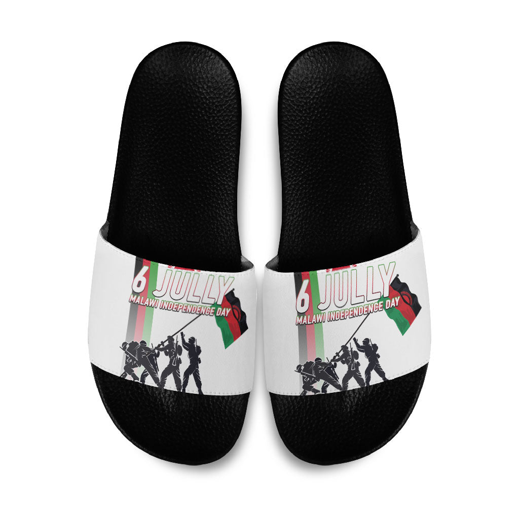 Malawi Independence Day Slide Sandals Patriotic Flag Design Soldier Silhouette