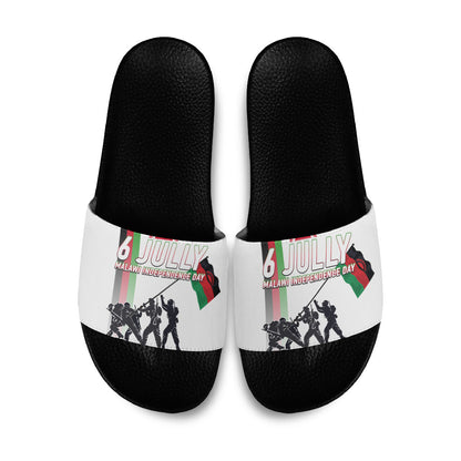 Malawi Independence Day Slide Sandals Patriotic Flag Design Soldier Silhouette