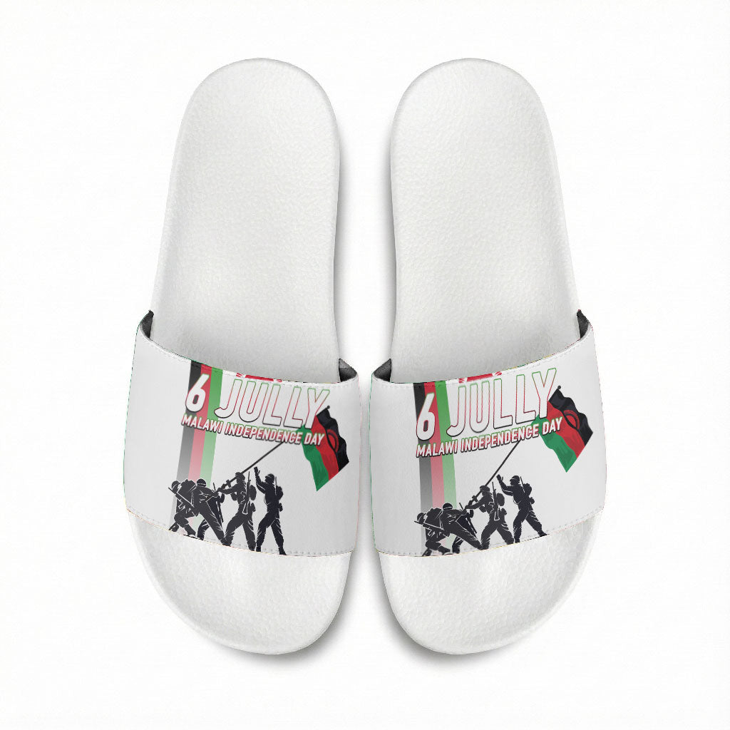 Malawi Independence Day Slide Sandals Patriotic Flag Design Soldier Silhouette