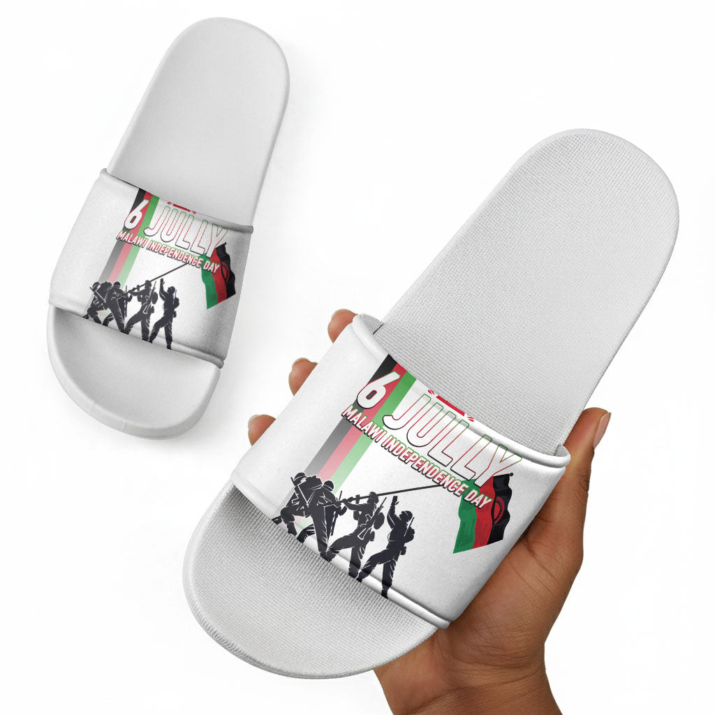Malawi Independence Day Slide Sandals Patriotic Flag Design Soldier Silhouette