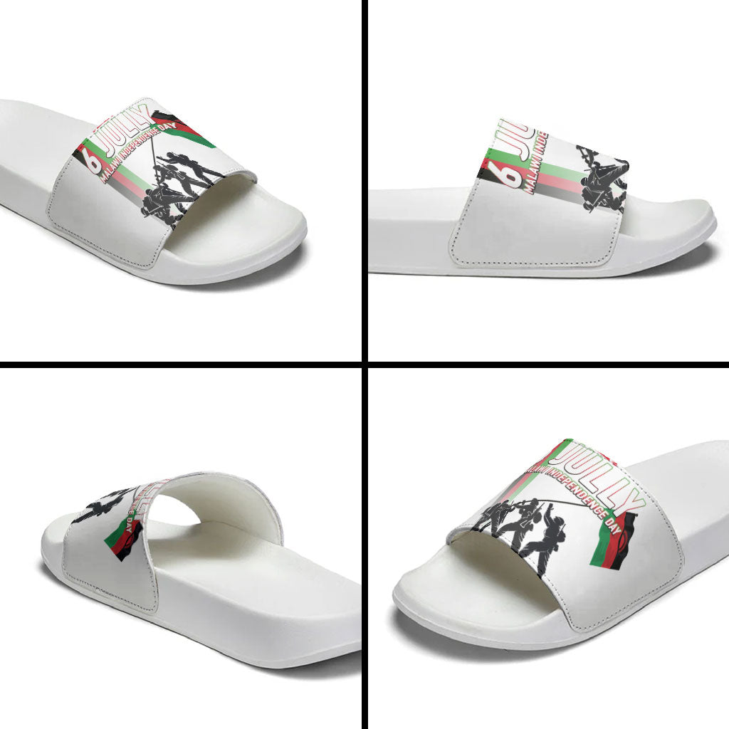 Malawi Independence Day Slide Sandals Patriotic Flag Design Soldier Silhouette