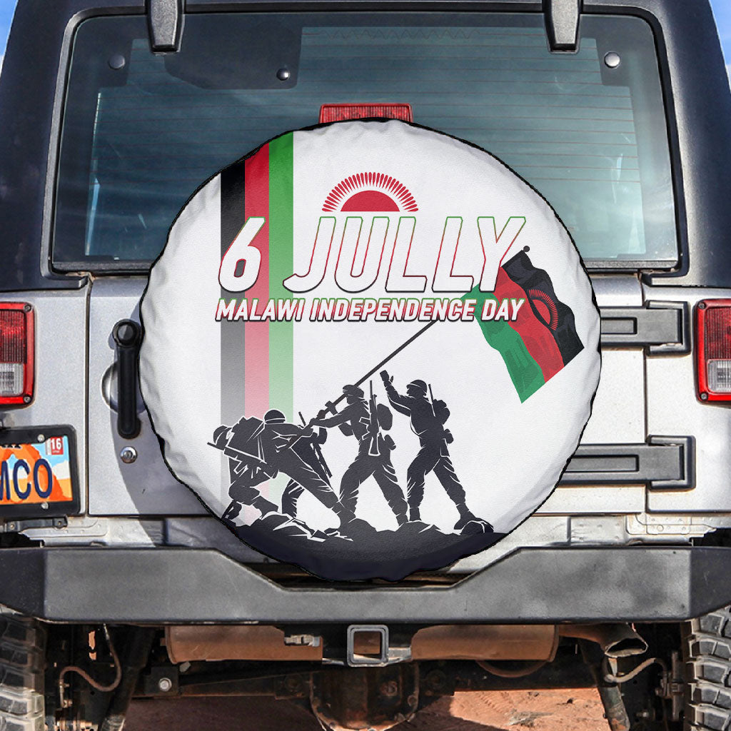 Malawi Independence Day Spare Tire Cover Patriotic Flag Design Soldier Silhouette