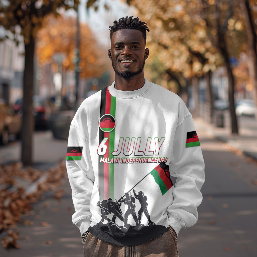 Malawi Independence Day Sweatshirt Patriotic Flag Design Soldier Silhouette