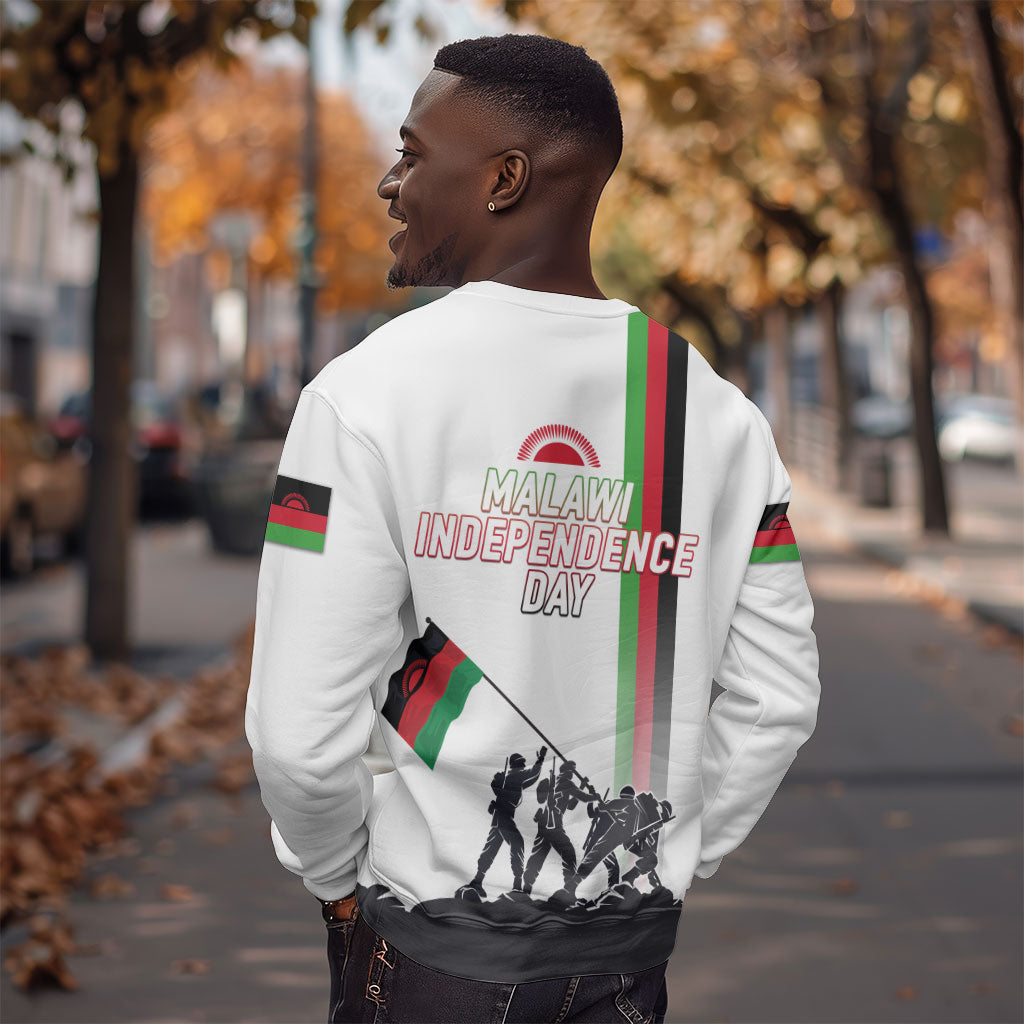 Malawi Independence Day Sweatshirt Patriotic Flag Design Soldier Silhouette