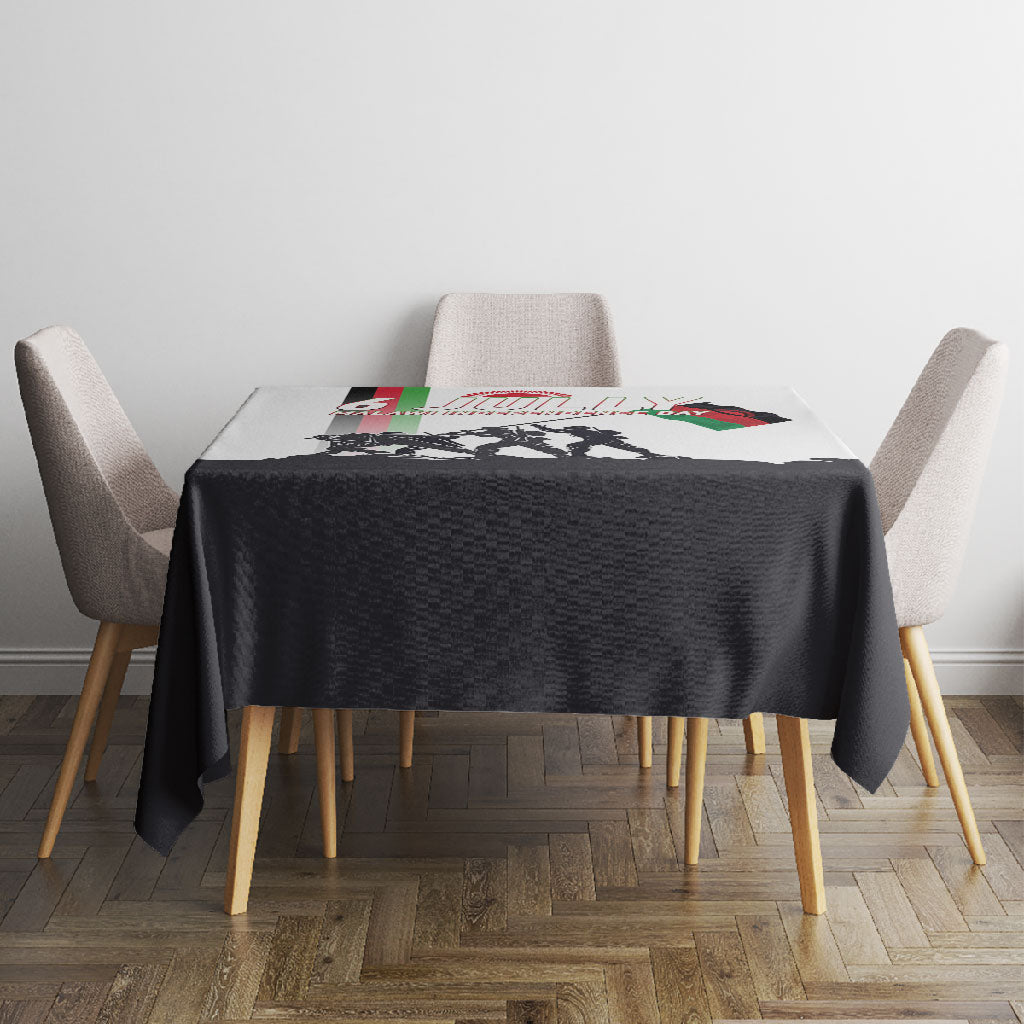 Malawi Independence Day Tablecloth Patriotic Flag Design Soldier Silhouette