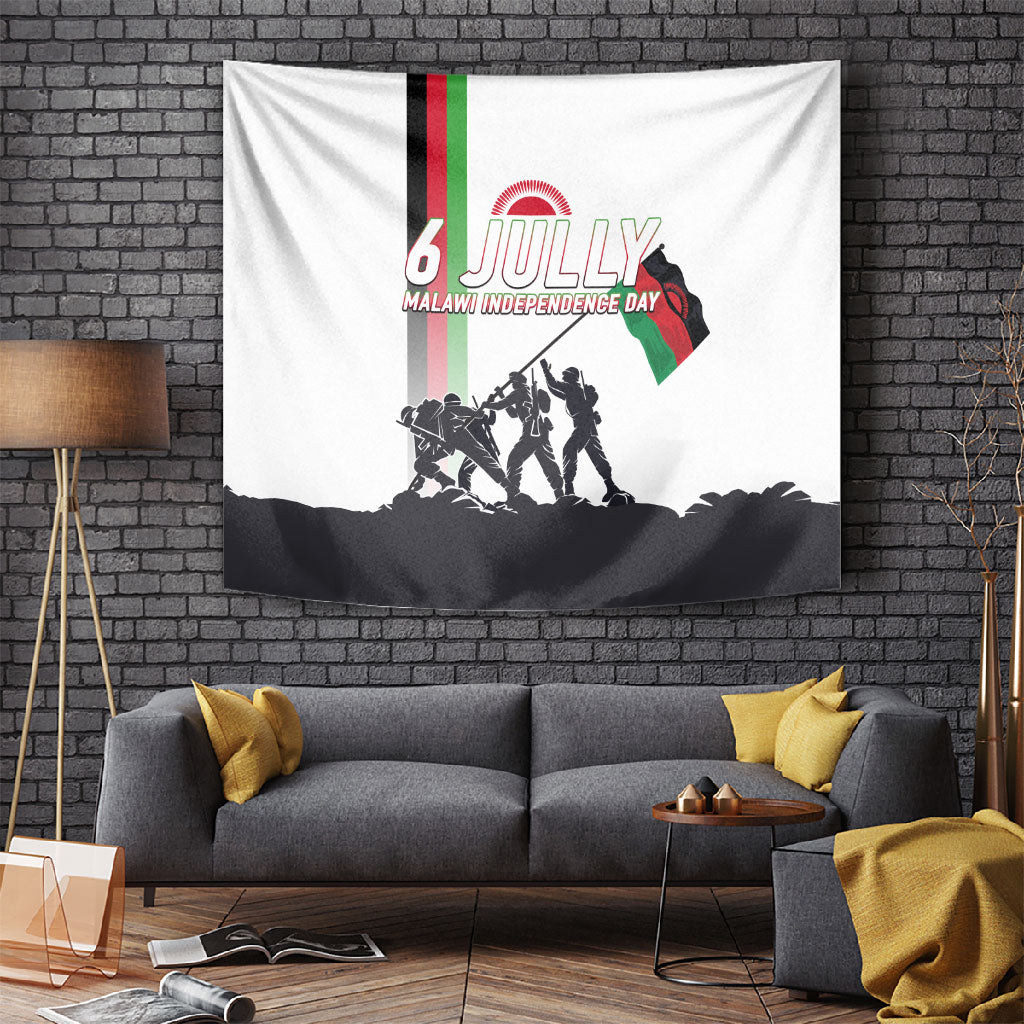 Malawi Independence Day Tapestry Patriotic Flag Design Soldier Silhouette