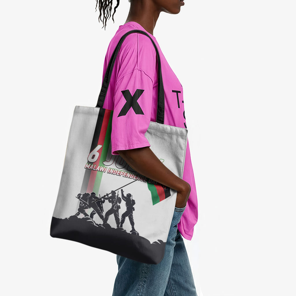 Malawi Independence Day Tote Bag Patriotic Flag Design Soldier Silhouette