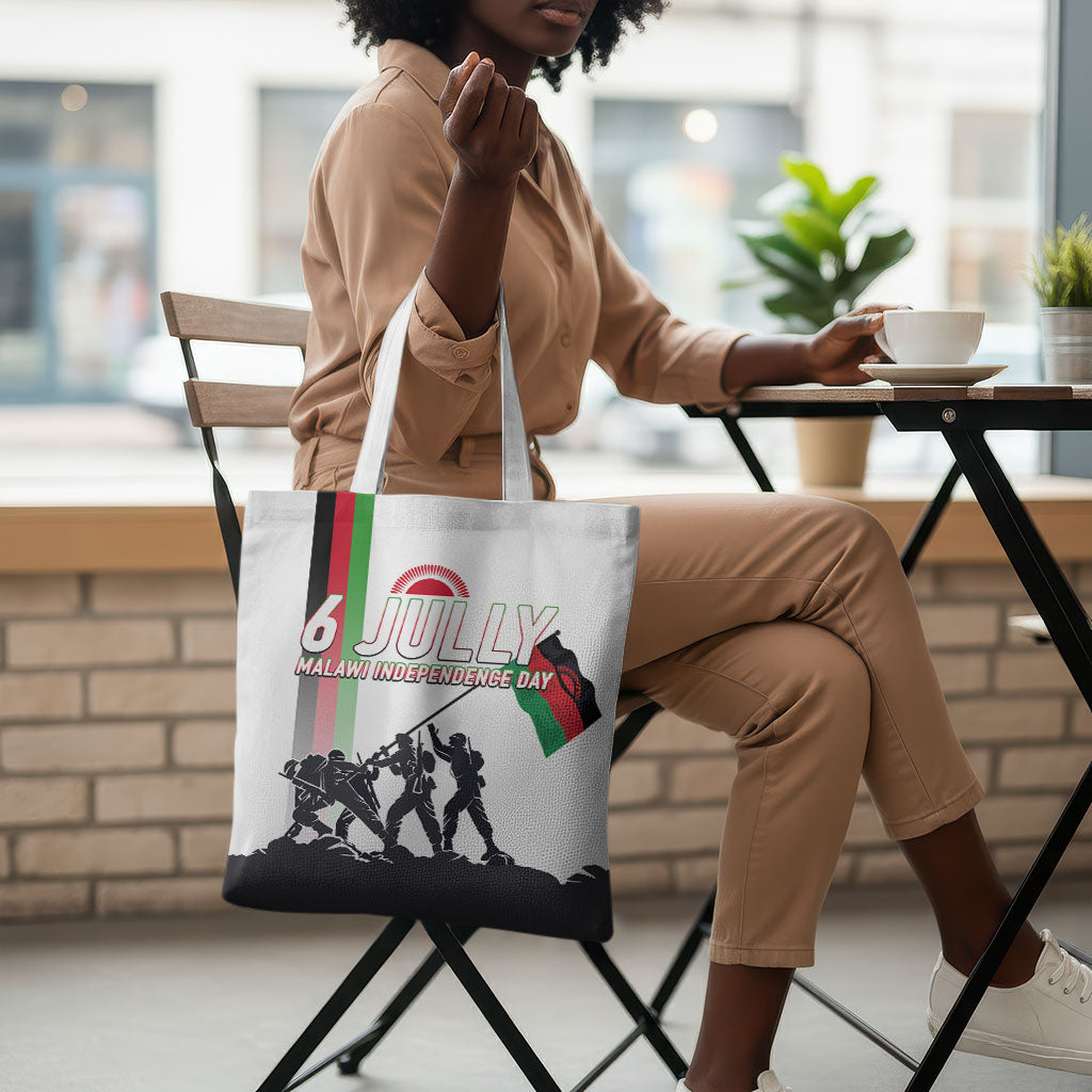 Malawi Independence Day Tote Bag Patriotic Flag Design Soldier Silhouette