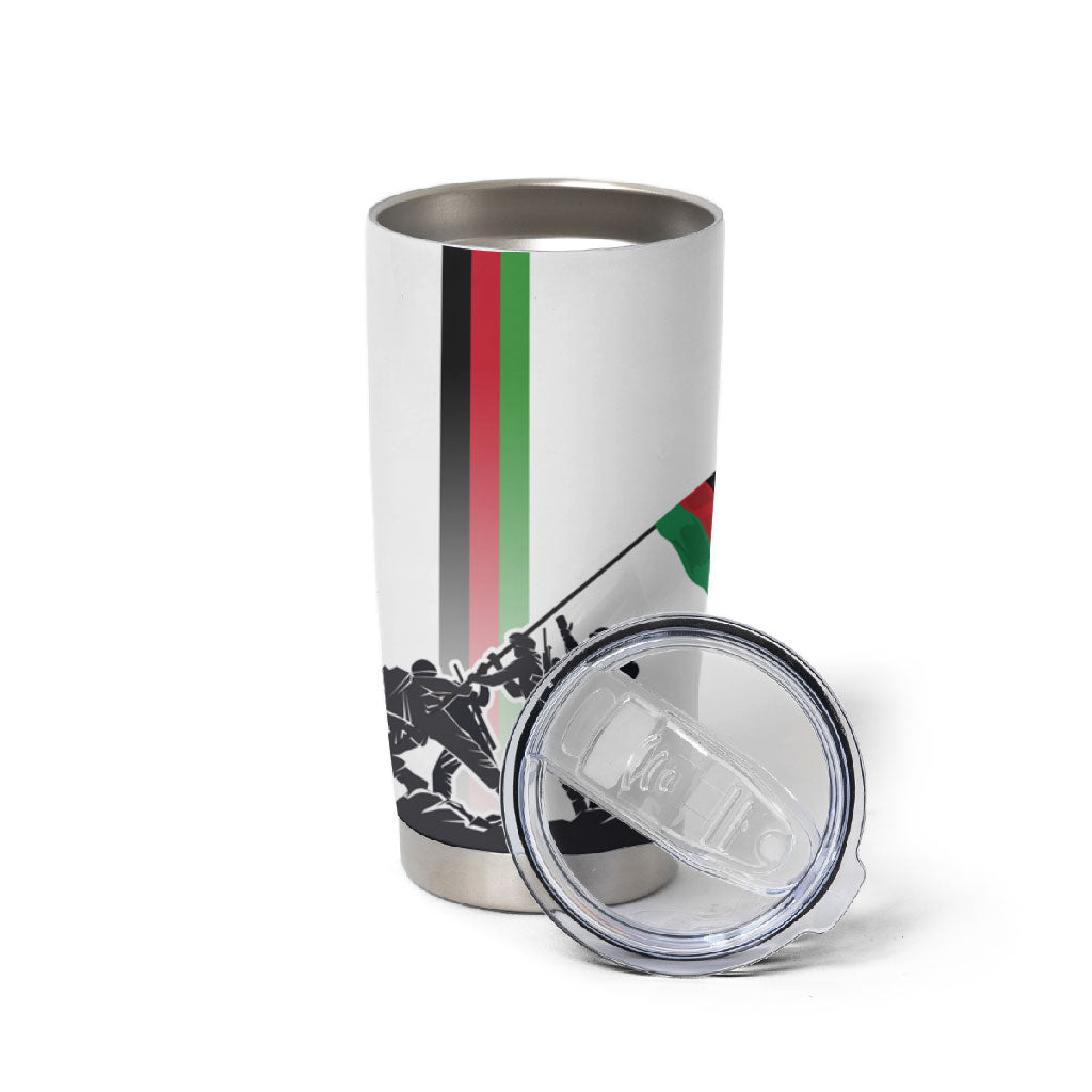 Malawi Independence Day Tumbler Cup Patriotic Flag Design Soldier Silhouette