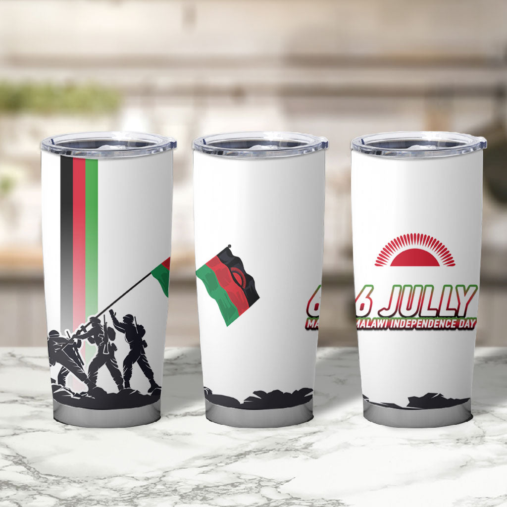 Malawi Independence Day Tumbler Cup Patriotic Flag Design Soldier Silhouette