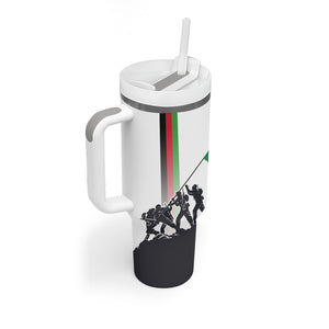 Malawi Independence Day Tumbler With Handle Patriotic Flag Design Soldier Silhouette