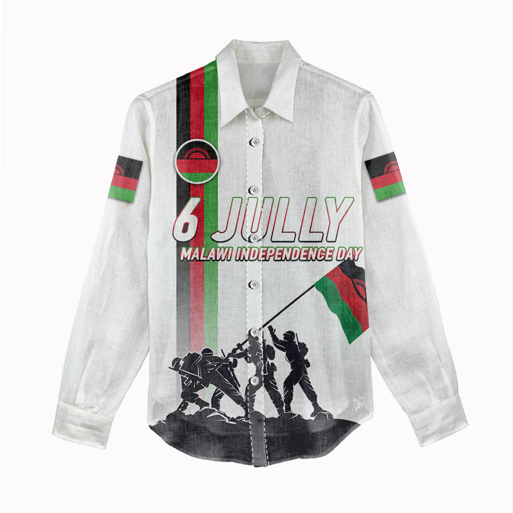 Malawi Independence Day Women Casual Shirt Patriotic Flag Design Soldier Silhouette