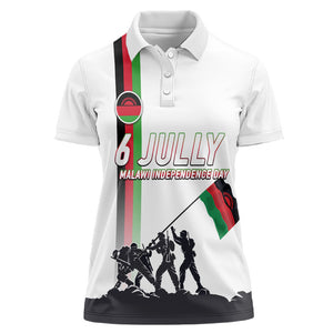 Malawi Independence Day Women Polo Shirt Patriotic Flag Design Soldier Silhouette