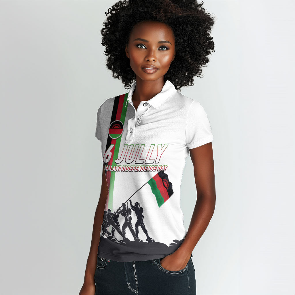 Malawi Independence Day Women Polo Shirt Patriotic Flag Design Soldier Silhouette