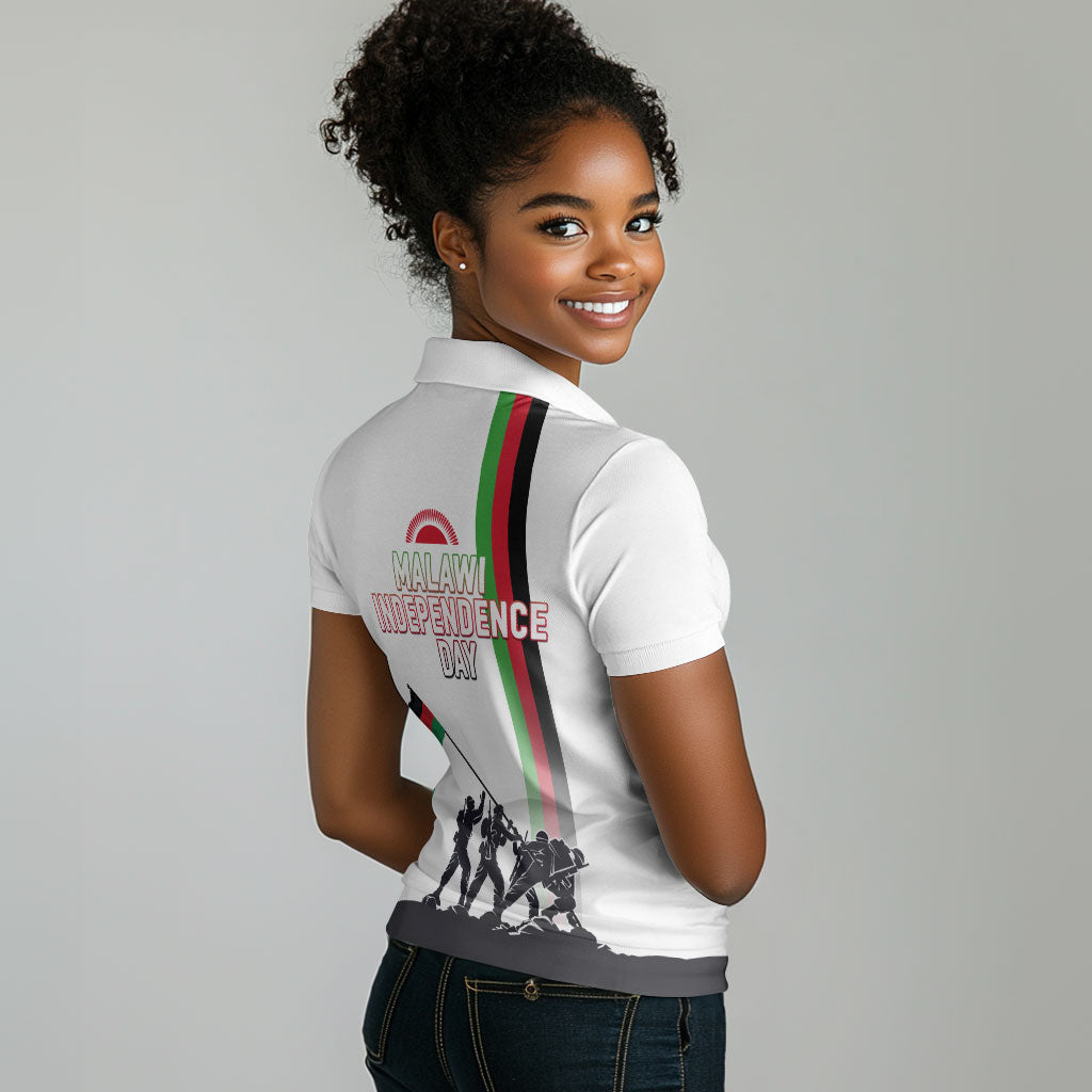 Malawi Independence Day Women Polo Shirt Patriotic Flag Design Soldier Silhouette