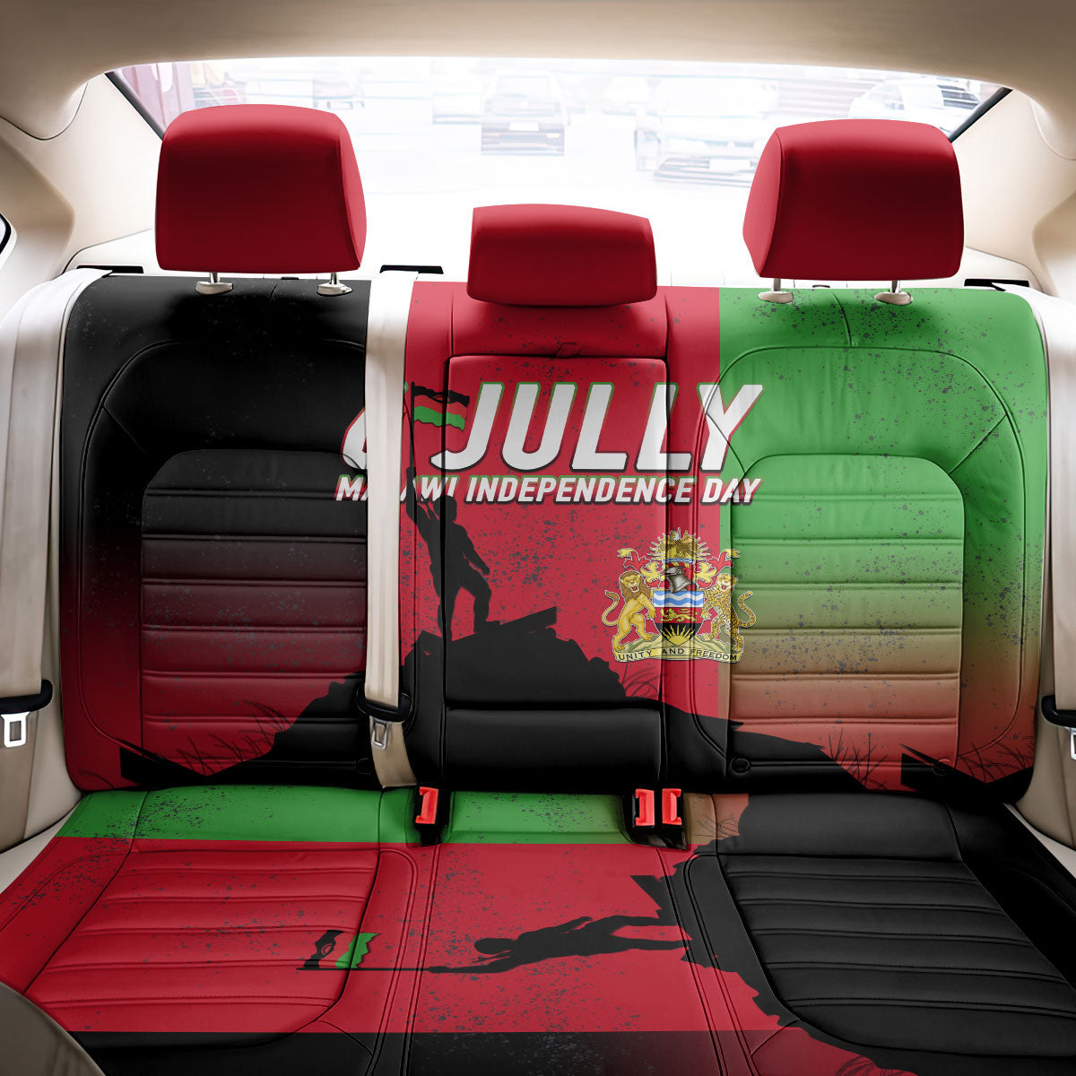 Malawi Independence Day 6 July Back Car Seat Cover Malawian Flag Grunge Soldier
