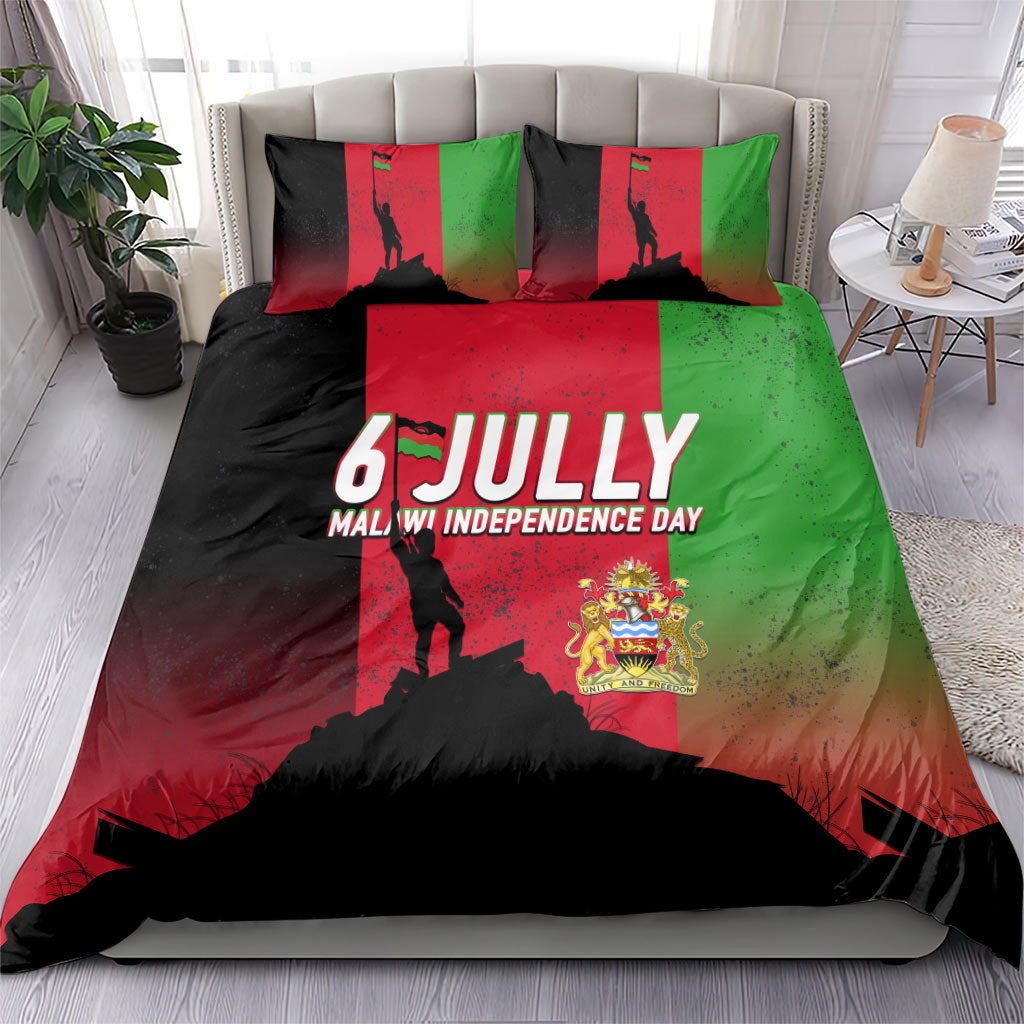 Malawi Independence Day 6 July Bedding Set Malawian Flag Grunge Soldier
