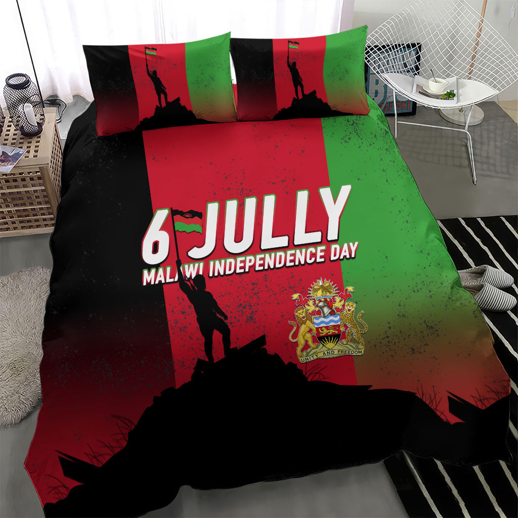 Malawi Independence Day 6 July Bedding Set Malawian Flag Grunge Soldier
