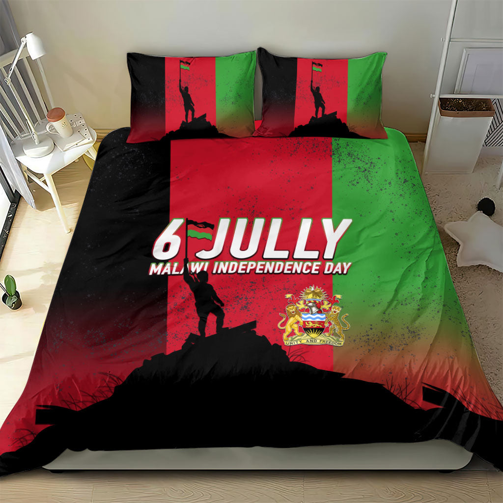 Malawi Independence Day 6 July Bedding Set Malawian Flag Grunge Soldier
