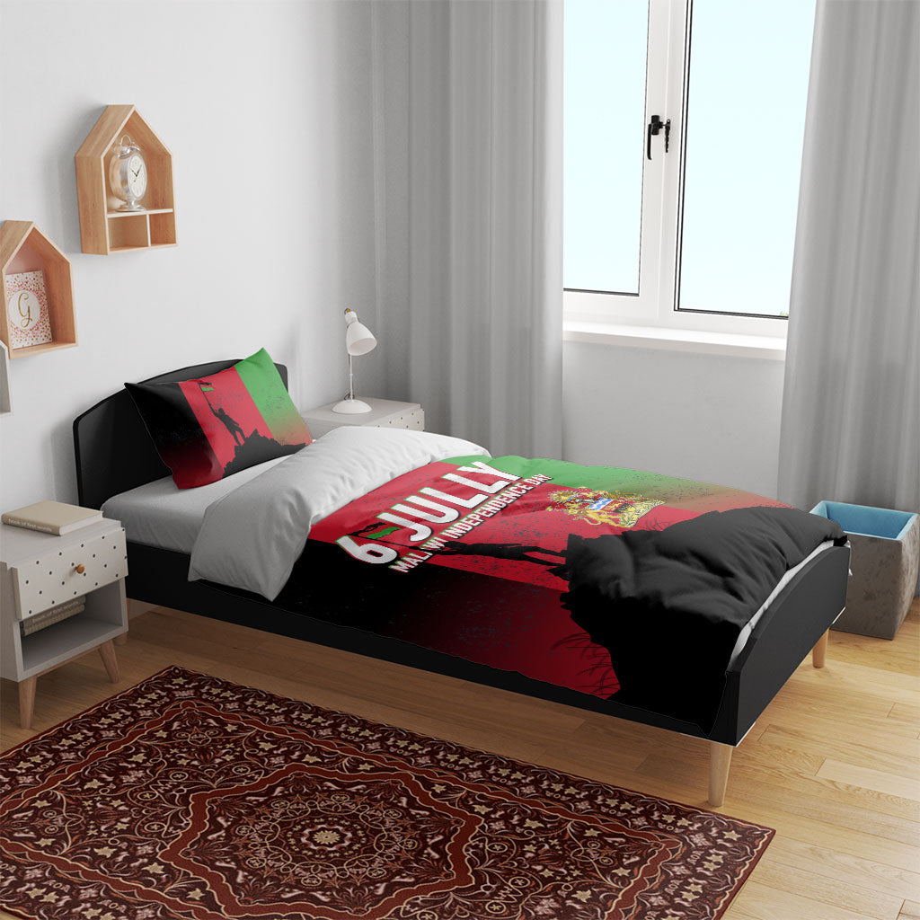 Malawi Independence Day 6 July Bedding Set Malawian Flag Grunge Soldier