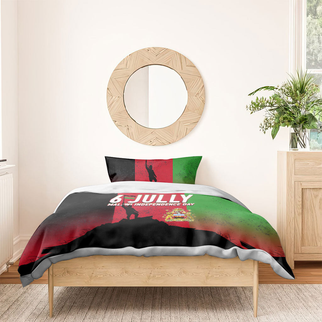 Malawi Independence Day 6 July Bedding Set Malawian Flag Grunge Soldier