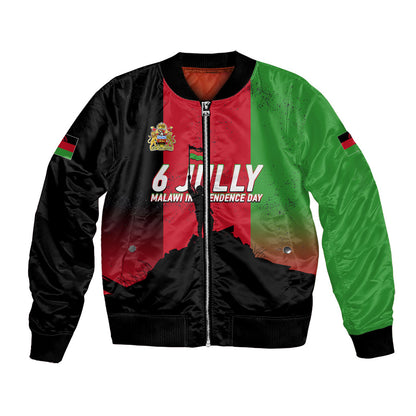 Malawi Independence Day 6 July Bomber Jacket Malawian Flag Grunge Soldier