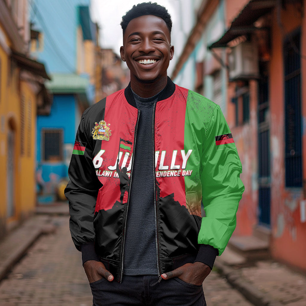 Malawi Independence Day 6 July Bomber Jacket Malawian Flag Grunge Soldier