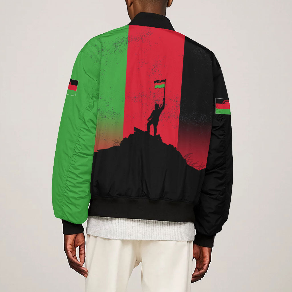 Malawi Independence Day 6 July Bomber Jacket Malawian Flag Grunge Soldier