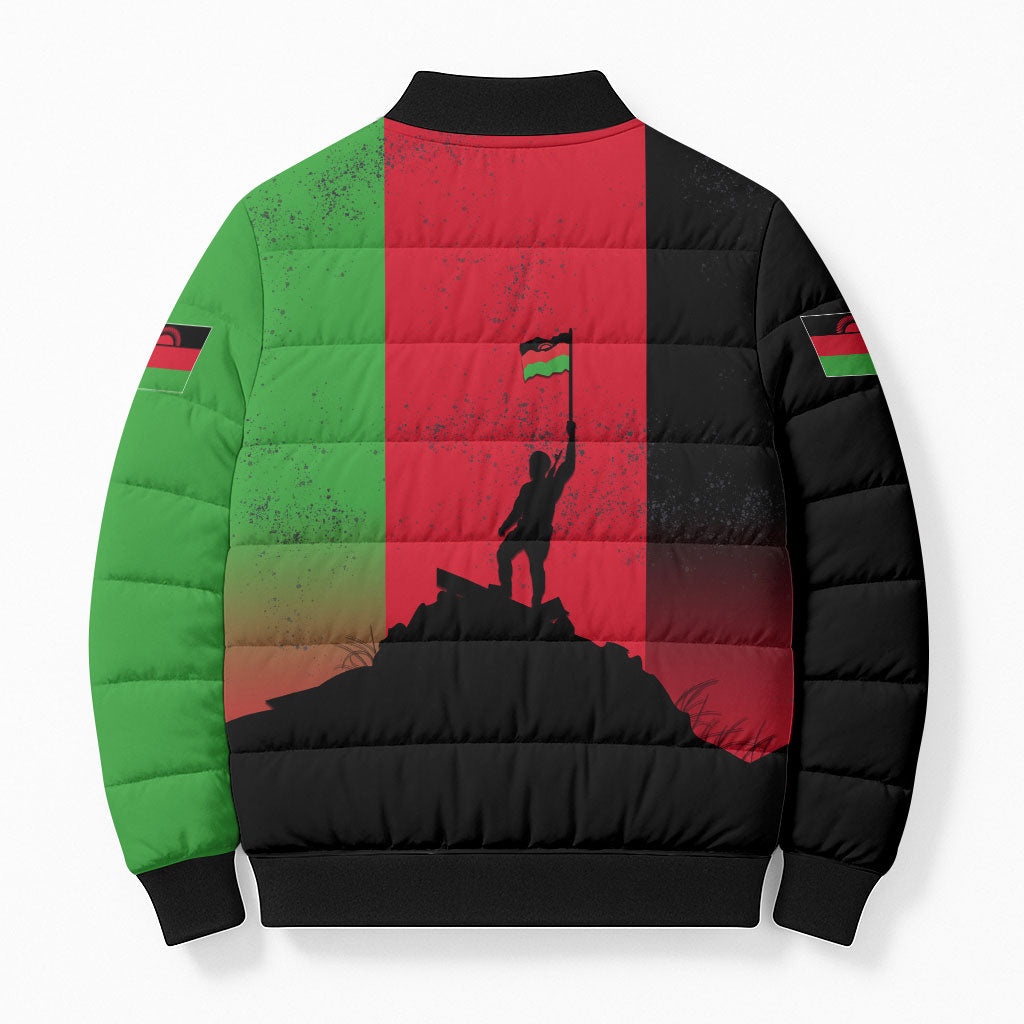 Malawi Independence Day 6 July Bomber Puffer Jacket Malawian Flag Grunge Soldier