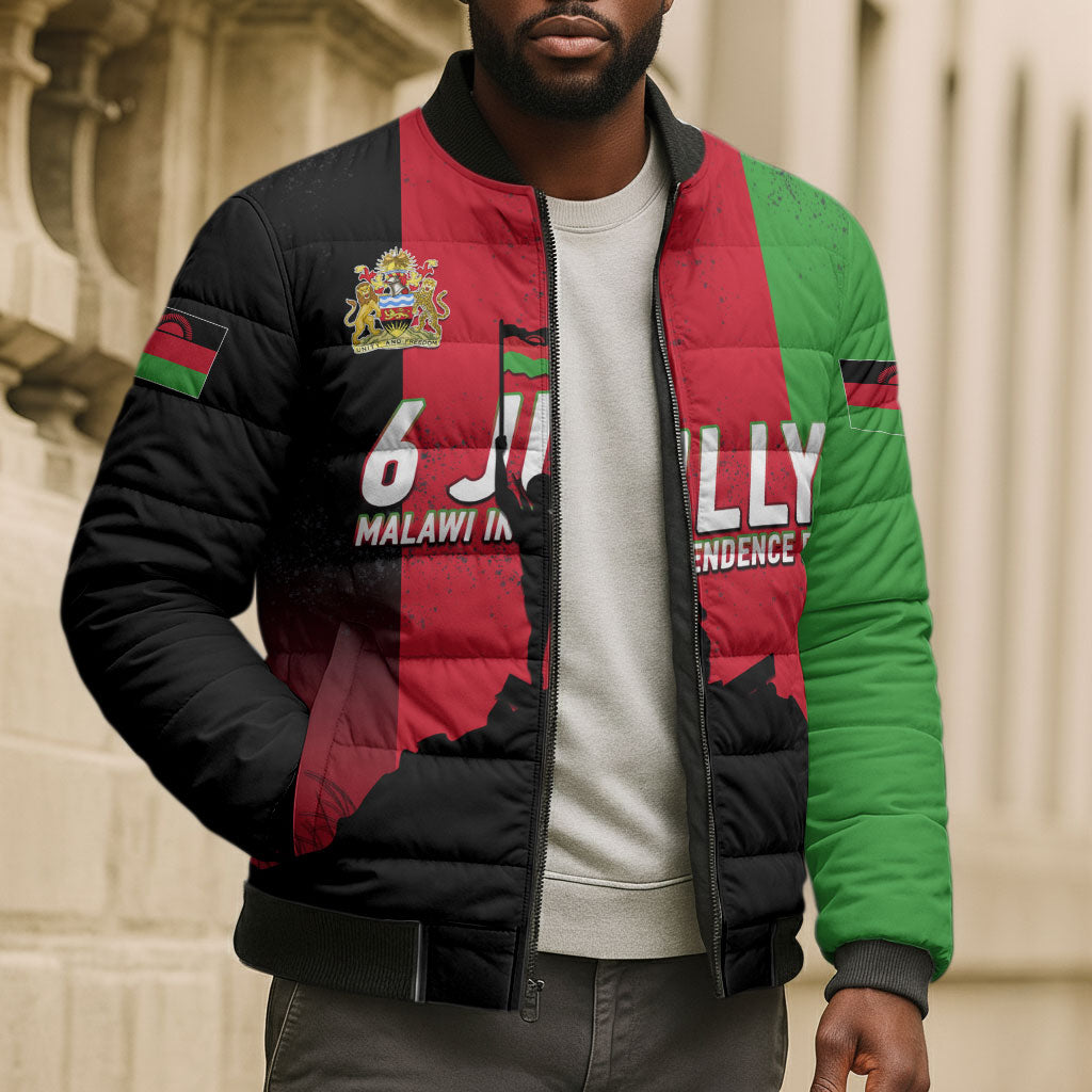 Malawi Independence Day 6 July Bomber Puffer Jacket Malawian Flag Grunge Soldier