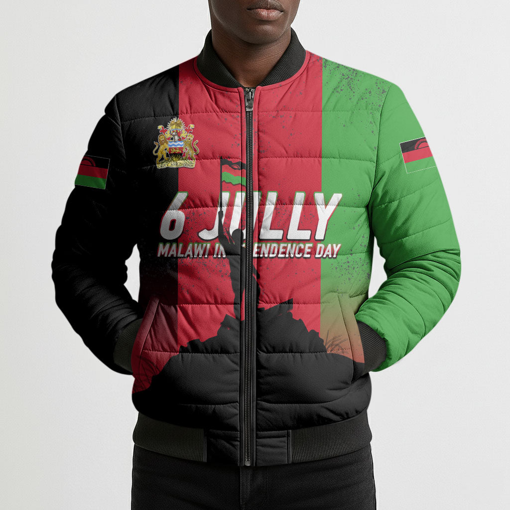 Malawi Independence Day 6 July Bomber Puffer Jacket Malawian Flag Grunge Soldier