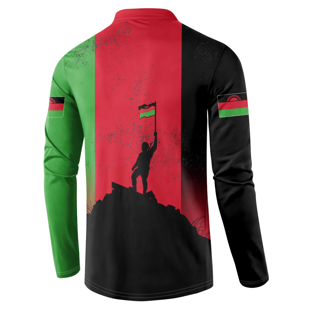 Malawi Independence Day 6 July Button Sweatshirt Malawian Flag Grunge Soldier