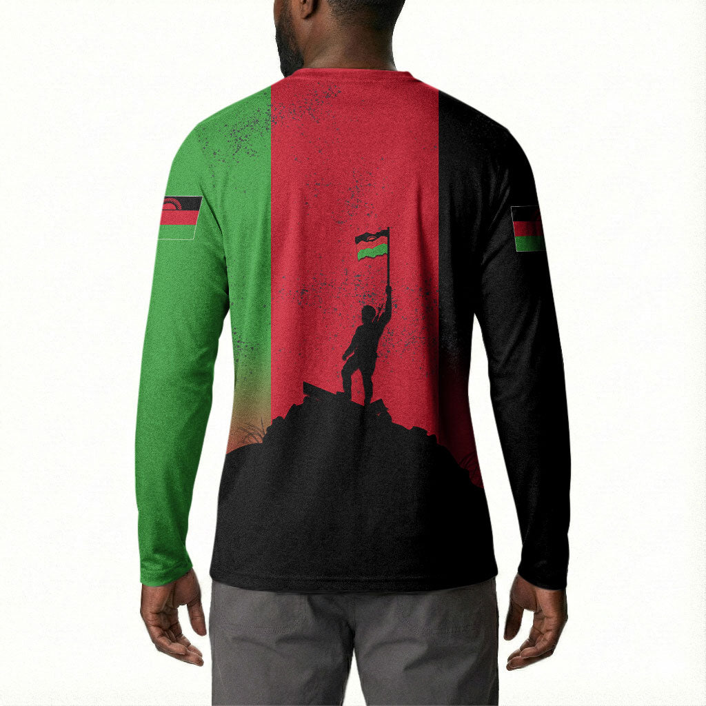 Malawi Independence Day 6 July Button Sweatshirt Malawian Flag Grunge Soldier