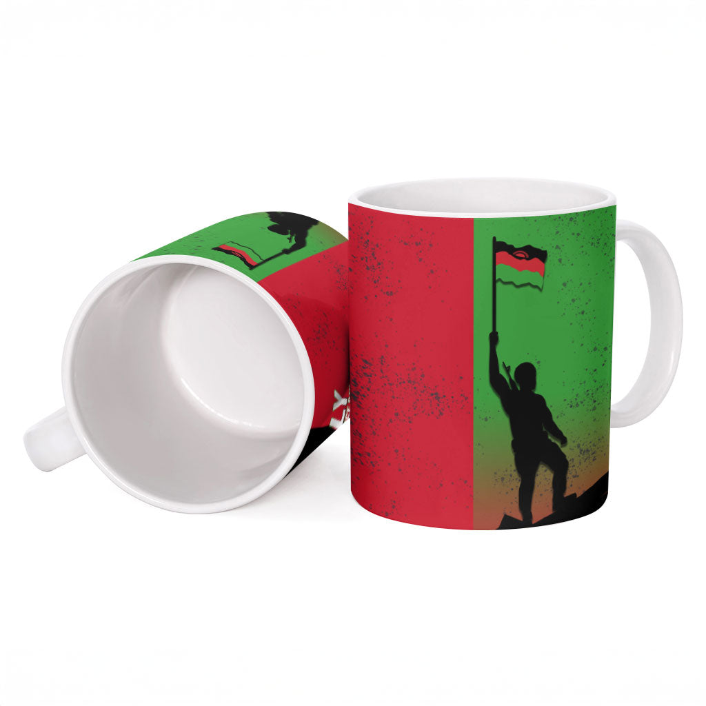 Malawi Independence Day 6 July Ceramic Mug Malawian Flag Grunge Soldier