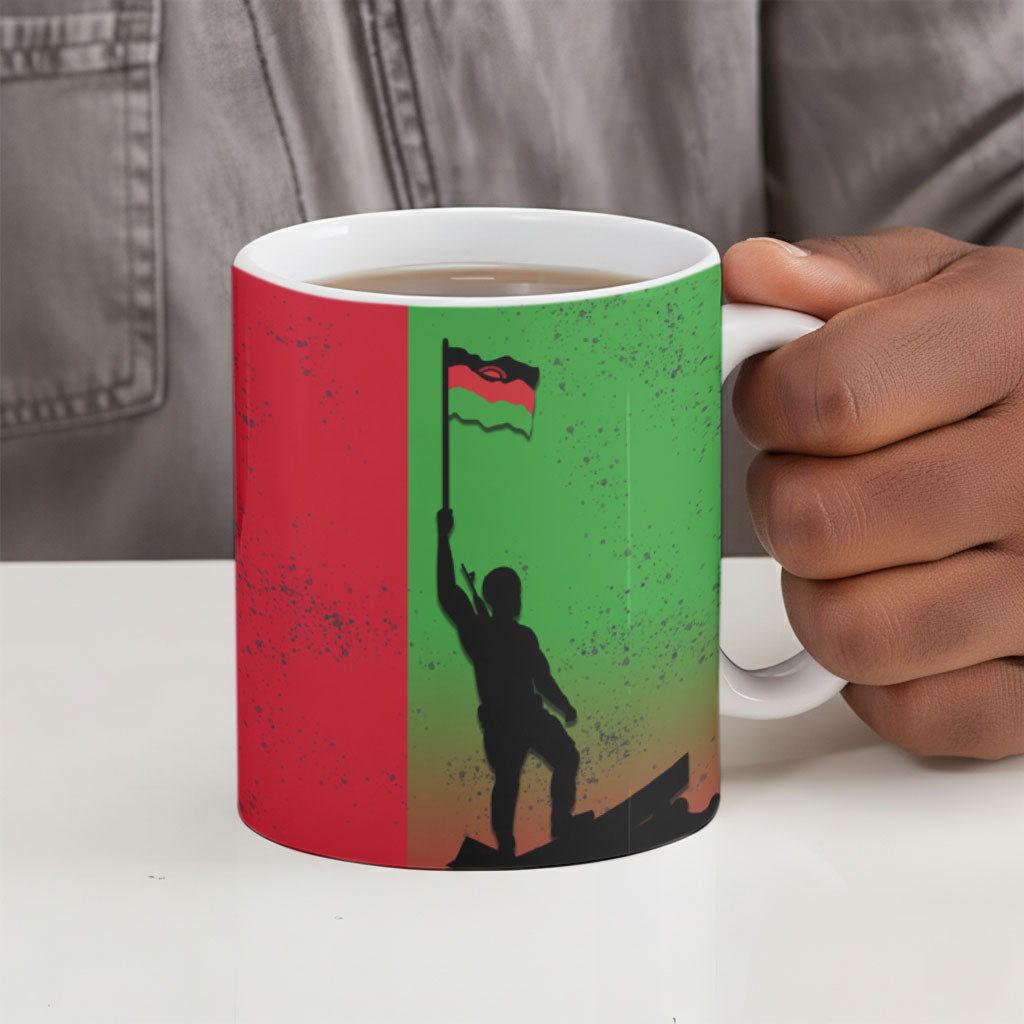 Malawi Independence Day 6 July Ceramic Mug Malawian Flag Grunge Soldier