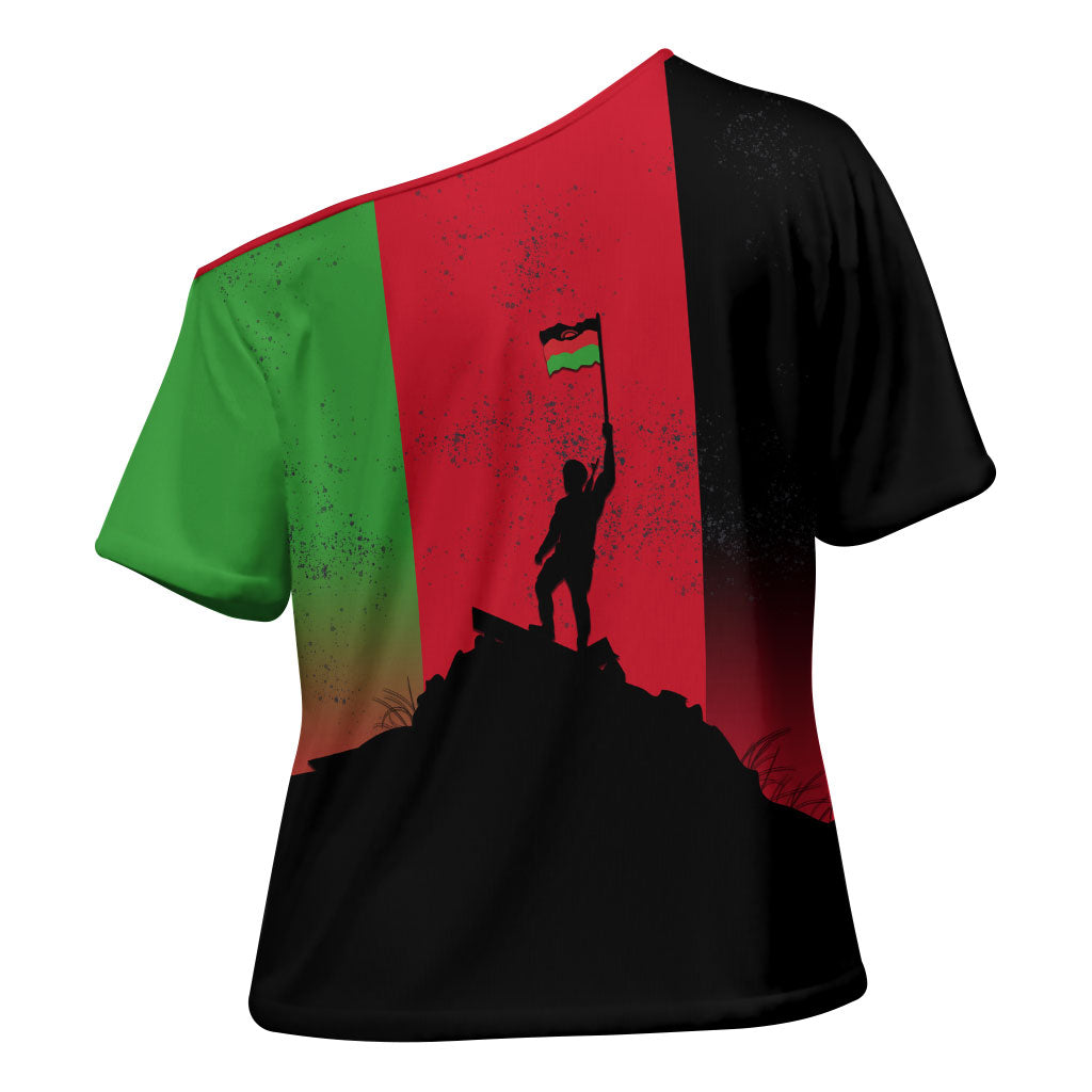 Malawi Independence Day 6 July Cross Shoulder Shirt Malawian Flag Grunge Soldier