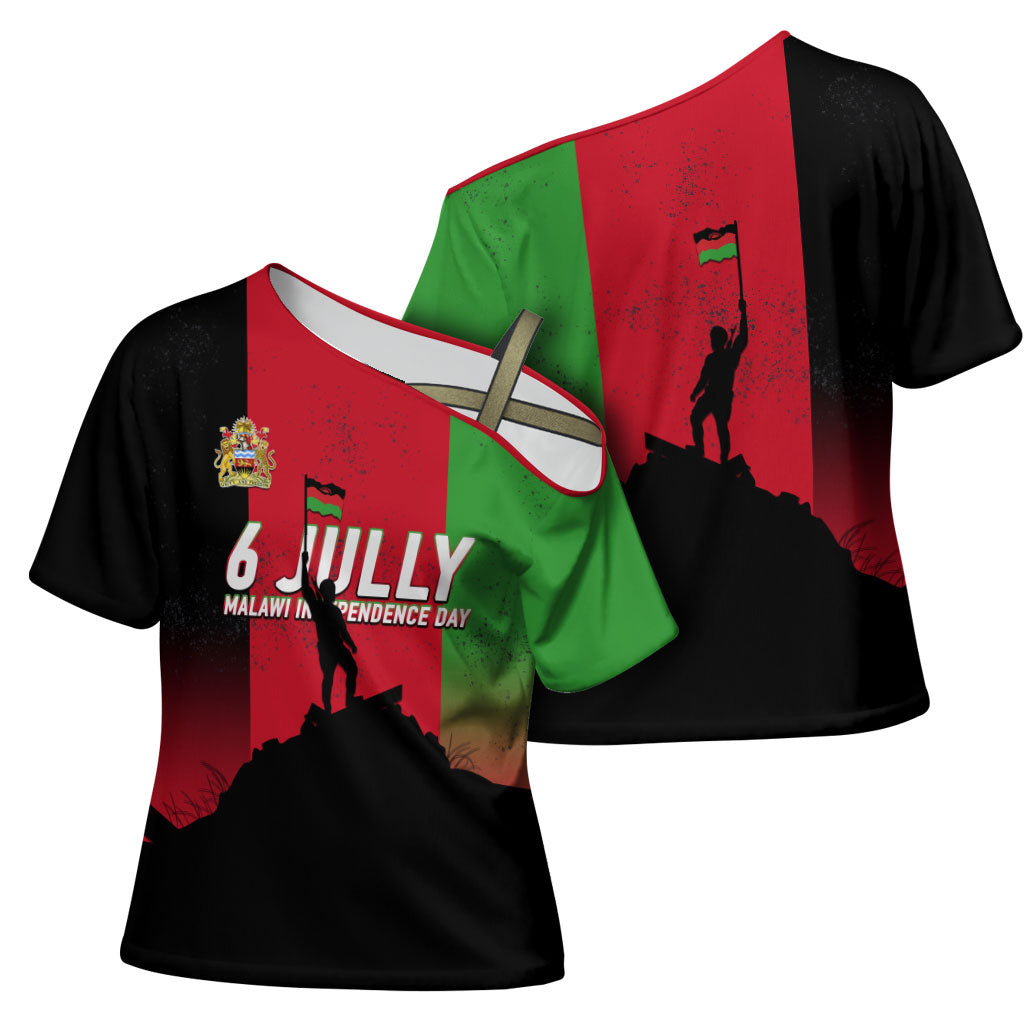 Malawi Independence Day 6 July Cross Shoulder Shirt Malawian Flag Grunge Soldier