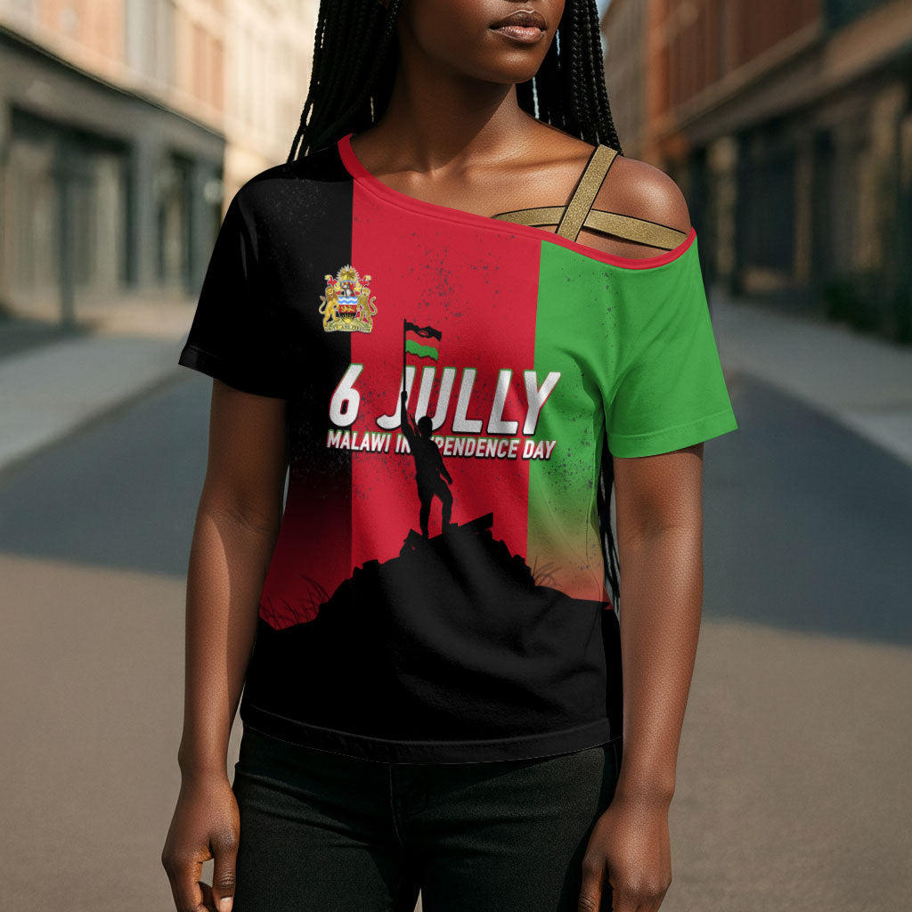 Malawi Independence Day 6 July Cross Shoulder Shirt Malawian Flag Grunge Soldier