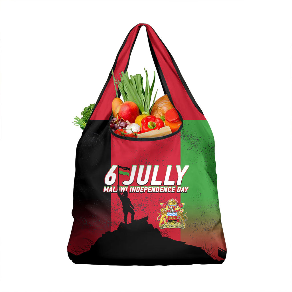 Malawi Independence Day 6 July Grocery Bag Malawian Flag Grunge Soldier