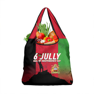 Malawi Independence Day 6 July Grocery Bag Malawian Flag Grunge Soldier