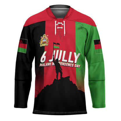 Malawi Independence Day 6 July Hockey Jersey Malawian Flag Grunge Soldier