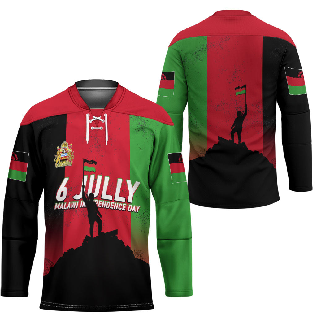 Malawi Independence Day 6 July Hockey Jersey Malawian Flag Grunge Soldier