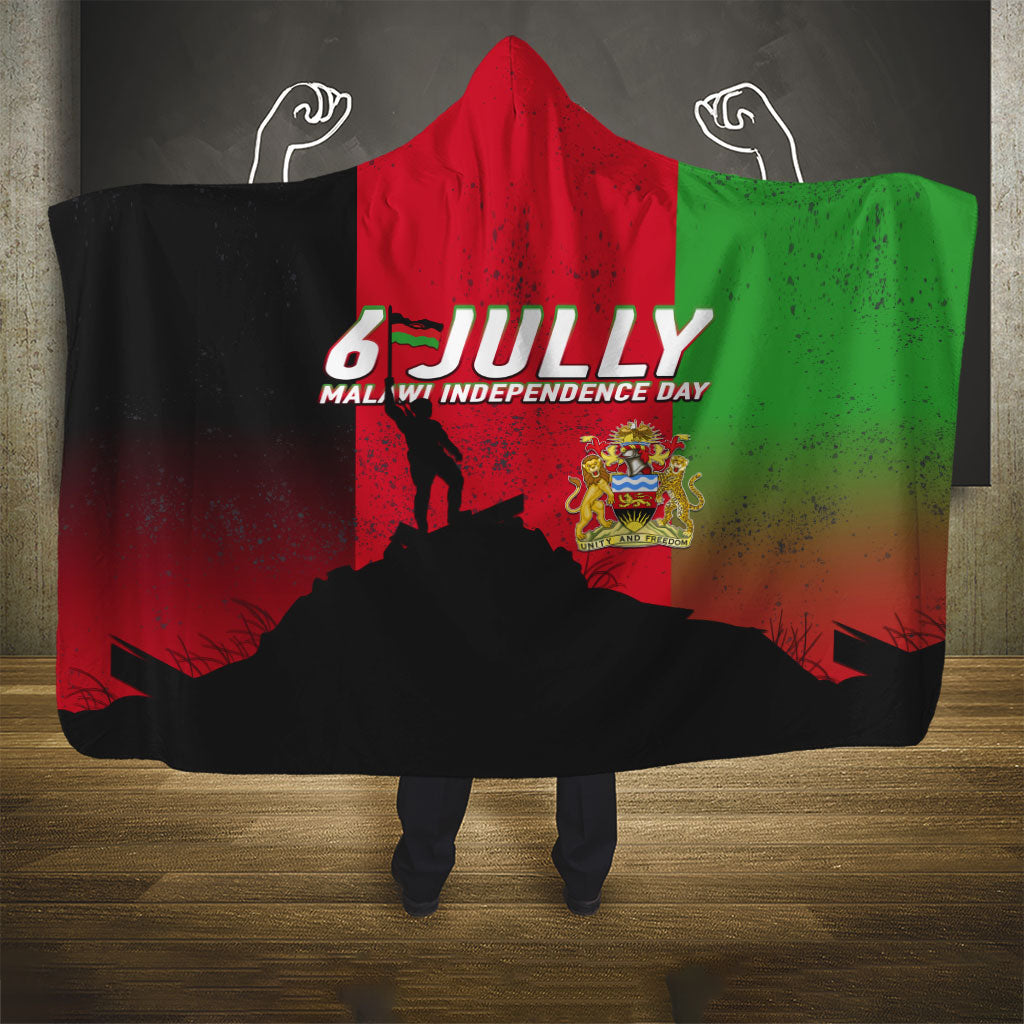 Malawi Independence Day 6 July Hooded Blanket Malawian Flag Grunge Soldier